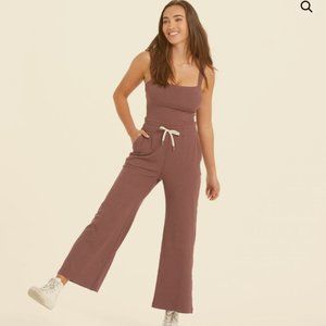 NWT Vuori Mudra/Pose Jumpsuit Hazelnut Wide Leg Ribbed sleeveless Size Small